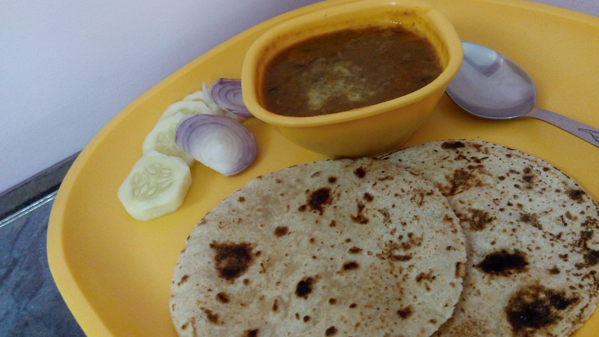 Dal and breads on the table